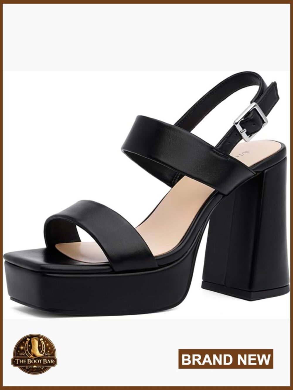 Square Open Toe Chunky Platform Heels Ankle Strap Dress Shoes